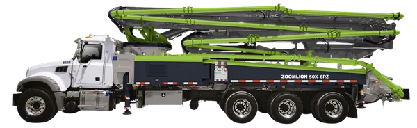 A ZOOMLION 50X-6RZ truck-mounted concrete pump, from ZOOMLION’s North American catalogue